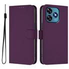 For Oukitel C51 Skin Feel Solid Color Leather Phone Case with Lanyard(Violet) - 2