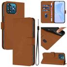 For Oukitel C53 Skin Feel Solid Color Leather Phone Case with Lanyard(Brown) - 1