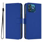 For Oukitel C53 Skin Feel Solid Color Leather Phone Case with Lanyard(Dark Blue) - 2