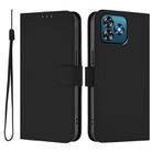 For Oukitel C53 Skin Feel Solid Color Leather Phone Case with Lanyard(Black) - 2