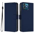 For Oukitel C53 Skin Feel Solid Color Leather Phone Case with Lanyard(Navy Blue) - 2