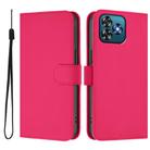 For Oukitel C53 Skin Feel Solid Color Leather Phone Case with Lanyard(Rose Red) - 2