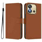 For Oukitel C57s Skin Feel Solid Color Leather Phone Case with Lanyard(Brown) - 2