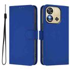 For Oukitel C57s Skin Feel Solid Color Leather Phone Case with Lanyard(Dark Blue) - 2