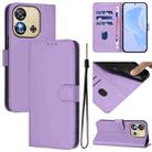 For Oukitel C57s Skin Feel Solid Color Leather Phone Case with Lanyard(Lavender Purple) - 1