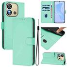 For Oukitel C57s Skin Feel Solid Color Leather Phone Case with Lanyard(Mint Green) - 1