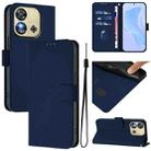 For Oukitel C57s Skin Feel Solid Color Leather Phone Case with Lanyard(Navy Blue) - 1