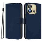 For Oukitel C57s Skin Feel Solid Color Leather Phone Case with Lanyard(Navy Blue) - 2