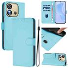 For Oukitel C57s Skin Feel Solid Color Leather Phone Case with Lanyard(Sky Blue) - 1