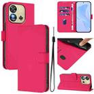 For Oukitel C57s Skin Feel Solid Color Leather Phone Case with Lanyard(Rose Red) - 1