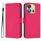 For Oukitel C57s Skin Feel Solid Color Leather Phone Case with Lanyard(Rose Red) - 2