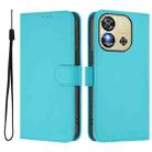 For Oukitel C57s Skin Feel Solid Color Leather Phone Case with Lanyard(Lake Blue) - 2