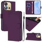 For Oukitel C57s Skin Feel Solid Color Leather Phone Case with Lanyard(Violet) - 1