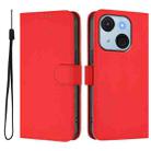 For itel A50C Skin Feel Solid Color Leather Phone Case with Lanyard(Red) - 2