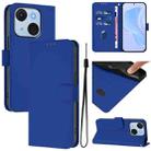 For itel A50C Skin Feel Solid Color Leather Phone Case with Lanyard(Dark Blue) - 1