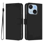 For itel A50C Skin Feel Solid Color Leather Phone Case with Lanyard(Black) - 2