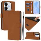 For itel A80 4G Skin Feel Solid Color Leather Phone Case with Lanyard(Brown) - 1