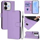 For itel A80 4G Skin Feel Solid Color Leather Phone Case with Lanyard(Lavender Purple) - 1