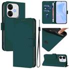 For itel A80 4G Skin Feel Solid Color Leather Phone Case with Lanyard(Dark Green) - 1