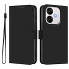 For itel A80 4G Skin Feel Solid Color Leather Phone Case with Lanyard(Black) - 2