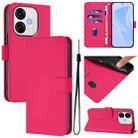 For itel A80 4G Skin Feel Solid Color Leather Phone Case with Lanyard(Rose Red) - 1