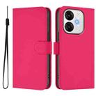 For itel A80 4G Skin Feel Solid Color Leather Phone Case with Lanyard(Rose Red) - 2