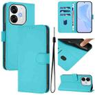 For itel A80 4G Skin Feel Solid Color Leather Phone Case with Lanyard(Lake Blue) - 1