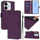 For itel A80 4G Skin Feel Solid Color Leather Phone Case with Lanyard(Violet) - 1