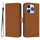 For itel A90 4G Skin Feel Solid Color Leather Phone Case with Lanyard(Brown) - 2