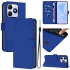 For itel A90 4G Skin Feel Solid Color Leather Phone Case with Lanyard(Dark Blue) - 1