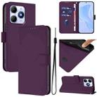 For itel A90 4G Skin Feel Solid Color Leather Phone Case with Lanyard(Violet) - 1