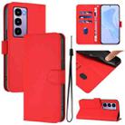 For itel City 100 Skin Feel Solid Color Leather Phone Case with Lanyard(Red) - 1