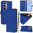For itel City 100 Skin Feel Solid Color Leather Phone Case with Lanyard(Dark Blue) - 1