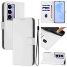 For itel City 100 Skin Feel Solid Color Leather Phone Case with Lanyard(White) - 1