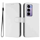 For itel City 100 Skin Feel Solid Color Leather Phone Case with Lanyard(White) - 2