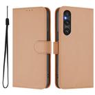 For Sony Xperia 1 V 2023 Skin Feel Solid Color Leather Phone Case with Lanyard(Nude) - 2