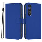 For Sony Xperia 1 V 2023 Skin Feel Solid Color Leather Phone Case with Lanyard(Dark Blue) - 2
