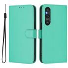 For Sony Xperia 1 V 2023 Skin Feel Solid Color Leather Phone Case with Lanyard(Green) - 2
