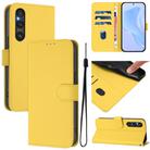 For Sony Xperia 1 V 2023 Skin Feel Solid Color Leather Phone Case with Lanyard(Lemon Yellow) - 1