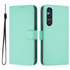 For Sony Xperia 1 V 2023 Skin Feel Solid Color Leather Phone Case with Lanyard(Mint Green) - 2