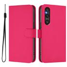 For Sony Xperia 1 V 2023 Skin Feel Solid Color Leather Phone Case with Lanyard(Rose Red) - 2