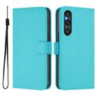 For Sony Xperia 1 V 2023 Skin Feel Solid Color Leather Phone Case with Lanyard(Lake Blue) - 2