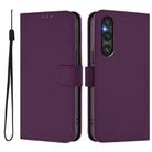 For Sony Xperia 1 V 2023 Skin Feel Solid Color Leather Phone Case with Lanyard(Violet) - 2