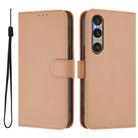 For Sony Xperia 1 VI 2024 Skin Feel Solid Color Leather Phone Case with Lanyard(Nude) - 2