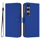 For Sony Xperia 1 VI 2024 Skin Feel Solid Color Leather Phone Case with Lanyard(Dark Blue) - 2