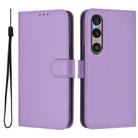 For Sony Xperia 1 VI 2024 Skin Feel Solid Color Leather Phone Case with Lanyard(Lavender Purple) - 2