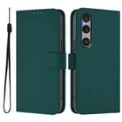 For Sony Xperia 1 VI 2024 Skin Feel Solid Color Leather Phone Case with Lanyard(Dark Green) - 2
