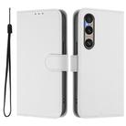 For Sony Xperia 1 VI 2024 Skin Feel Solid Color Leather Phone Case with Lanyard(White) - 2