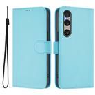 For Sony Xperia 1 VI 2024 Skin Feel Solid Color Leather Phone Case with Lanyard(Sky Blue) - 2