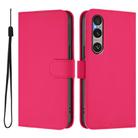 For Sony Xperia 1 VI 2024 Skin Feel Solid Color Leather Phone Case with Lanyard(Rose Red) - 2